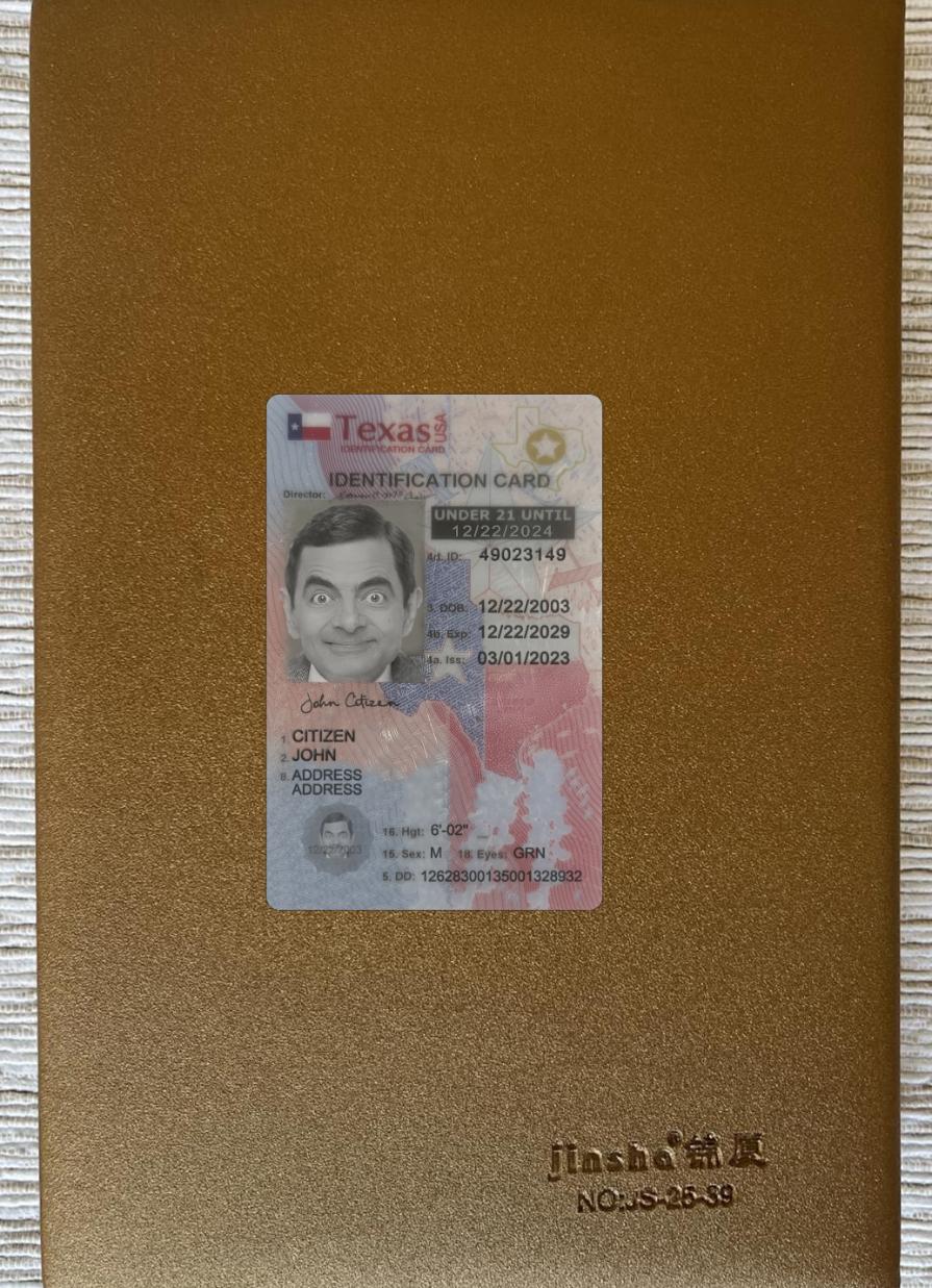 Realistic USA Texas under 21 ID card photolook download for verification